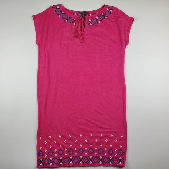 Tommy Bahama Dresses & Skirts - Tommy Bahama Embroidered Dress Swim Cover Tie Neck Pink Sz S